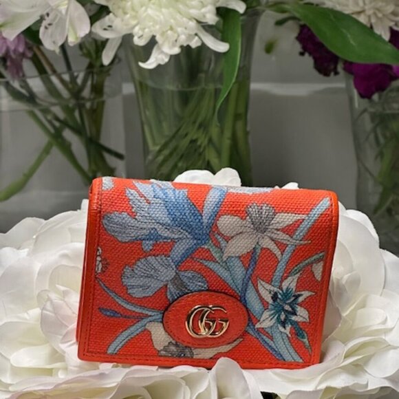 Gucci GG Marmont Flora Multi+Orange Limited Ed Wallet + dusty + box + COA EUC! - Picture 3 of 13